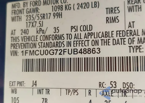 2015 Ford Escape Se from USA, damaged, VIN 1FMCU0G72FUB48863
